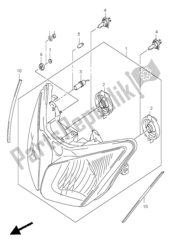 Toutes les pièces pour le Lampe Frontale (e2) du Suzuki DL 1000 V Strom 2003