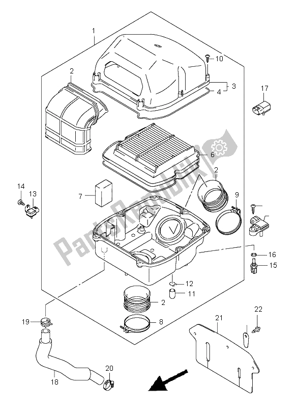 All parts for the Air Cleaner of the Suzuki SV 1000 NS 2004