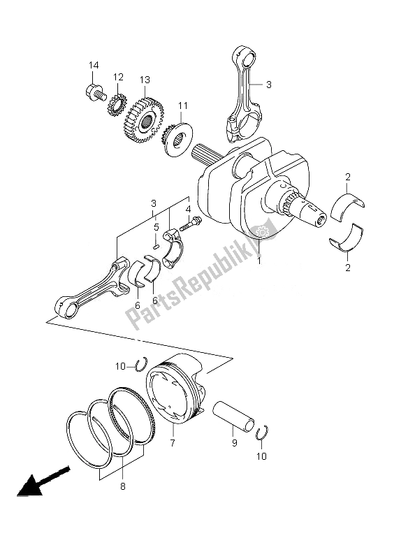 All parts for the Crankshaft of the Suzuki SFV 650A Gladius 2010