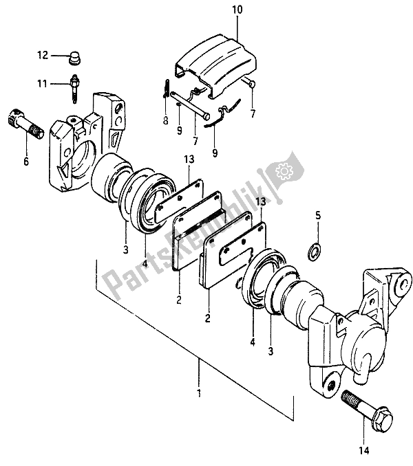 All parts for the Rear Calipers (e24) of the Suzuki GSX 750 Esefe 1985