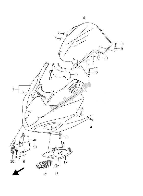 Tutte le parti per il Corpo Da Cowboy del Suzuki GSX 1250 FA 2010