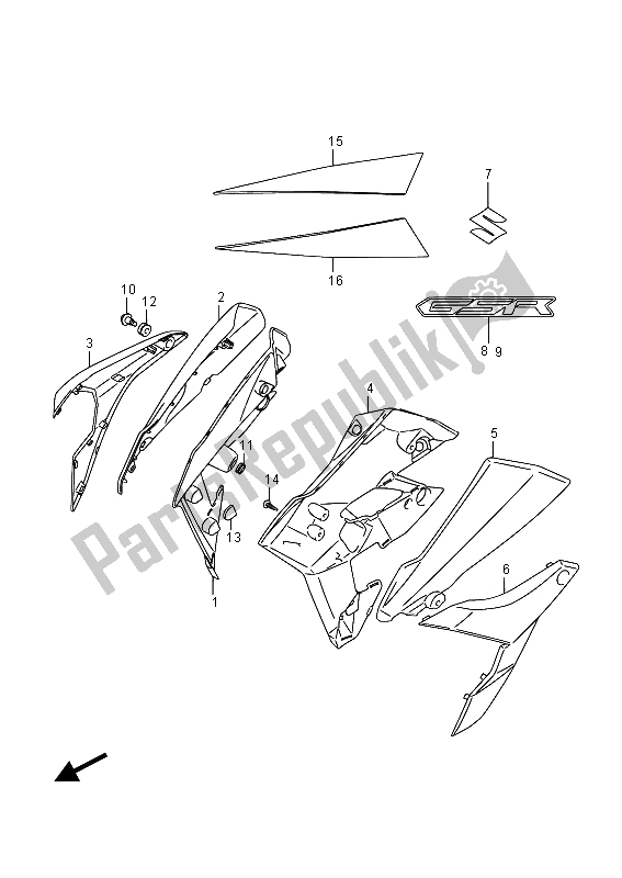 All parts for the Frame Body Cover of the Suzuki GSR 750 ZA 2015