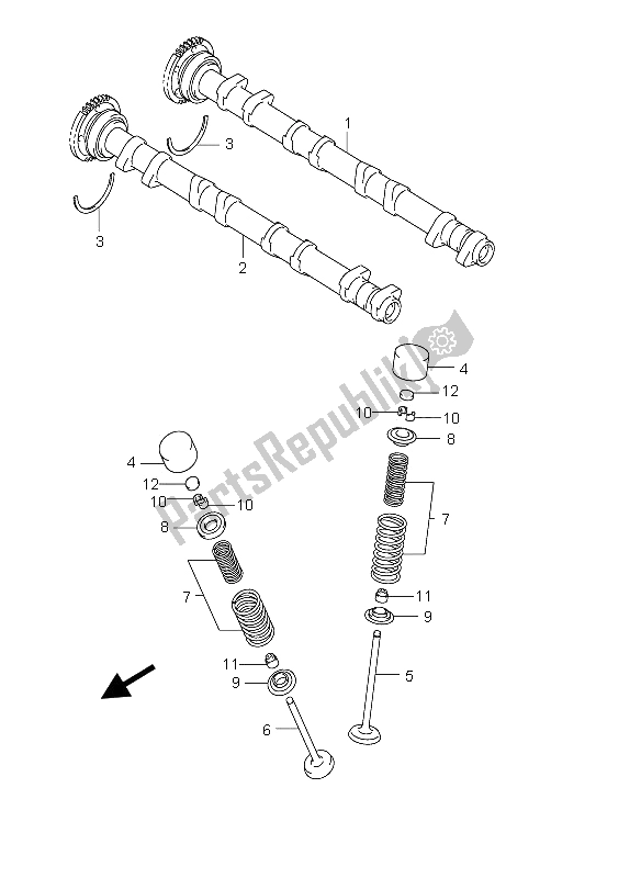 Todas las partes para árbol De Levas Y Válvula de Suzuki GSX 1300R Hayabusa 2006