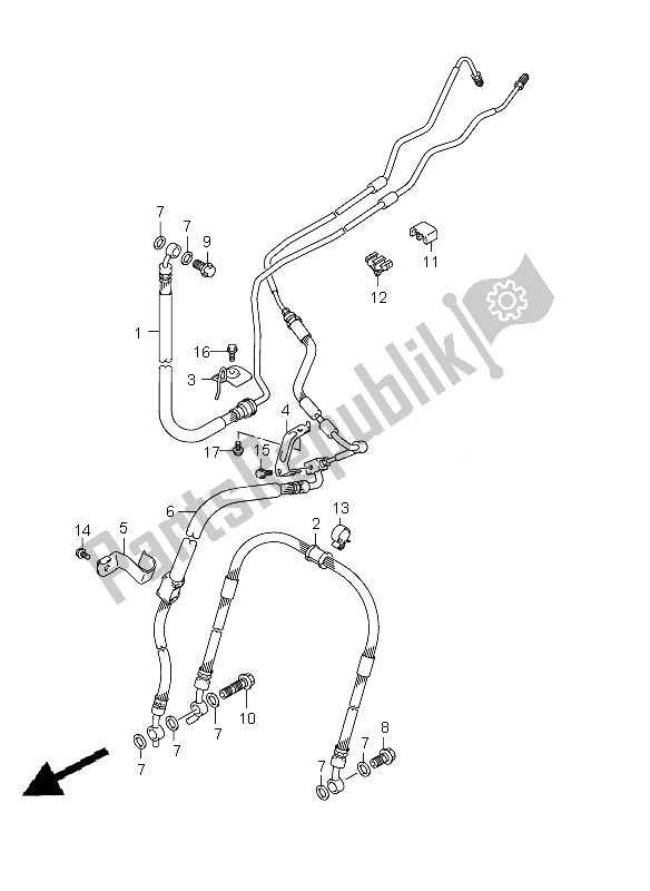 Alle onderdelen voor de Voorremslang (sfv650a-ua) van de Suzuki SFV 650A Gladius 2010