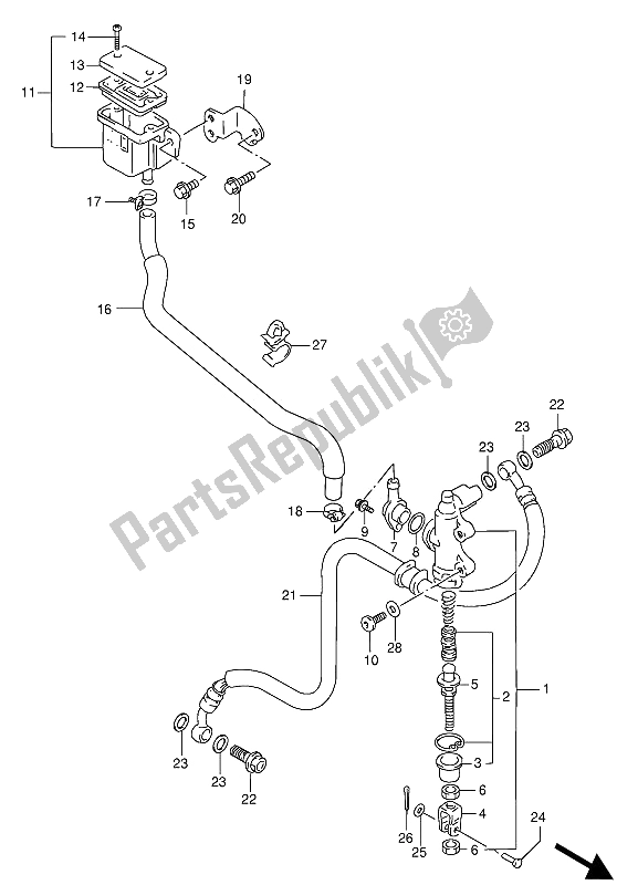 Todas las partes para Cilindro Maestro Trasero de Suzuki GSX R 1100W 1994