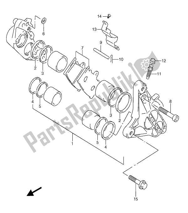 Todas as partes de Compasso De Calibre Frontal do Suzuki RGV 250 1994