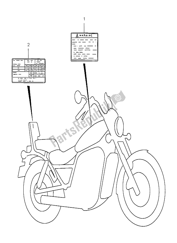 Alle onderdelen voor de Waarschuwingslabel van de Suzuki VS 1400 Intruder 2001