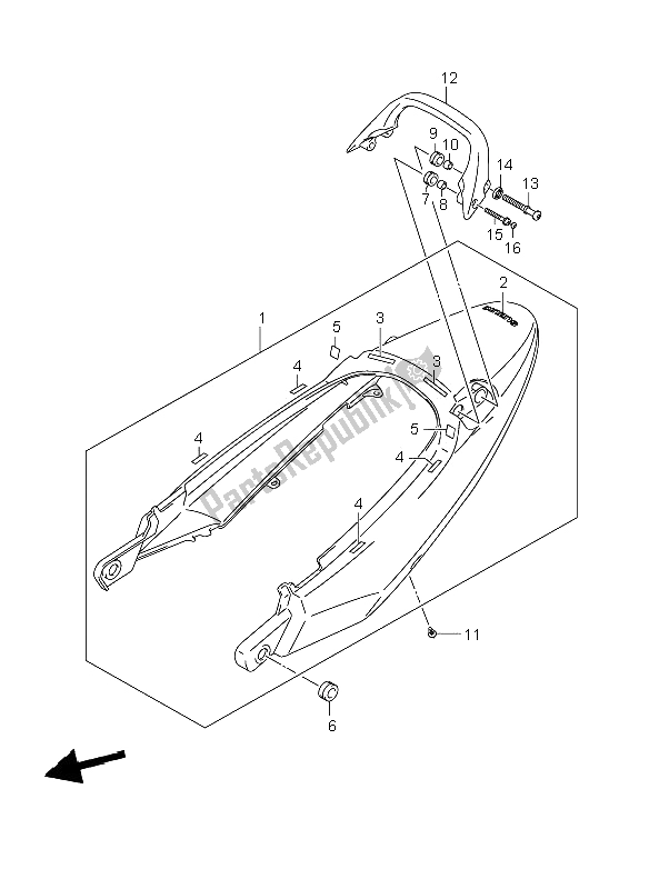 All parts for the Seat Tail Cover (gsf1200s-sa) of the Suzuki GSF 1200 Nsnasa Bandit 2006