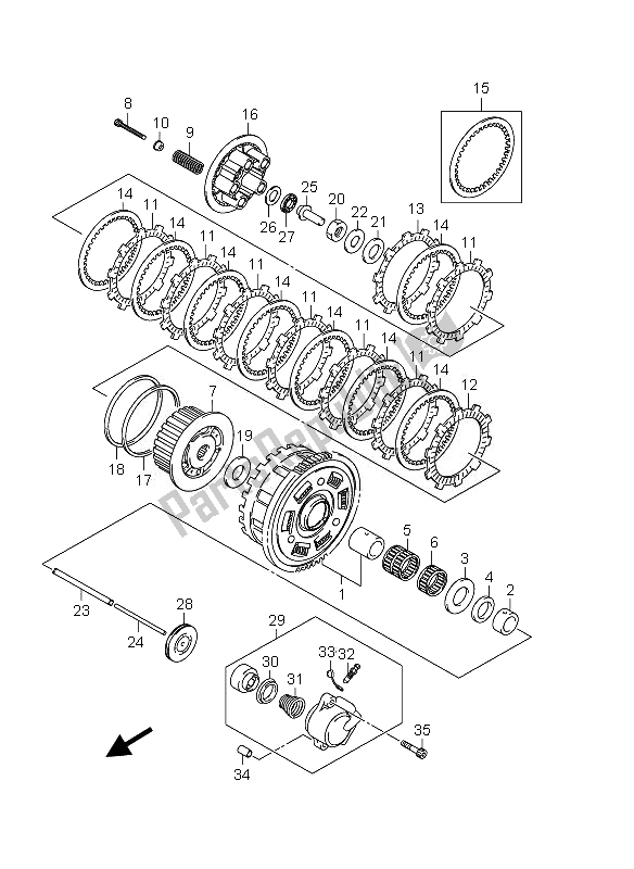 All parts for the Clutch of the Suzuki GSX 1250 FA 2010