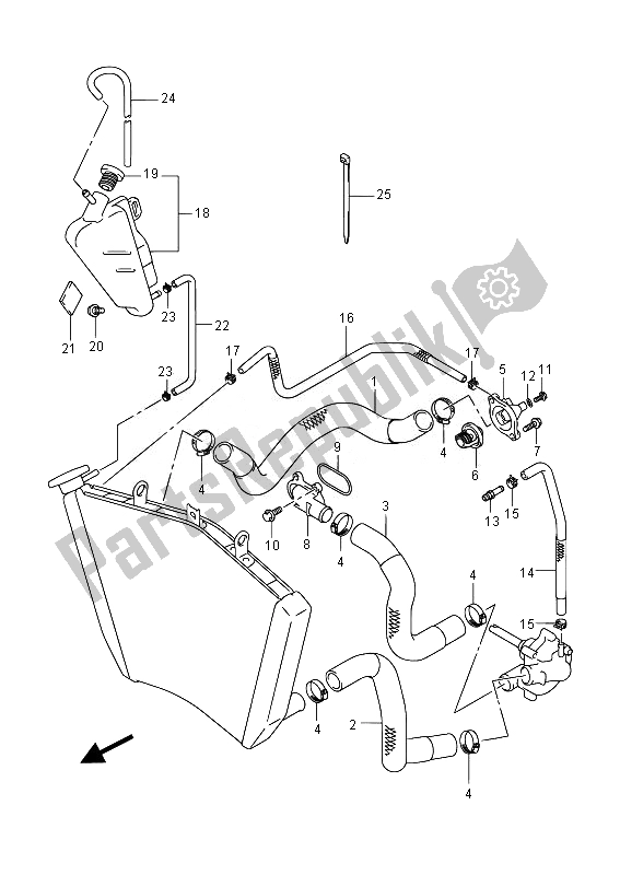 All parts for the Radiator Hose of the Suzuki GSX R 1000 2014