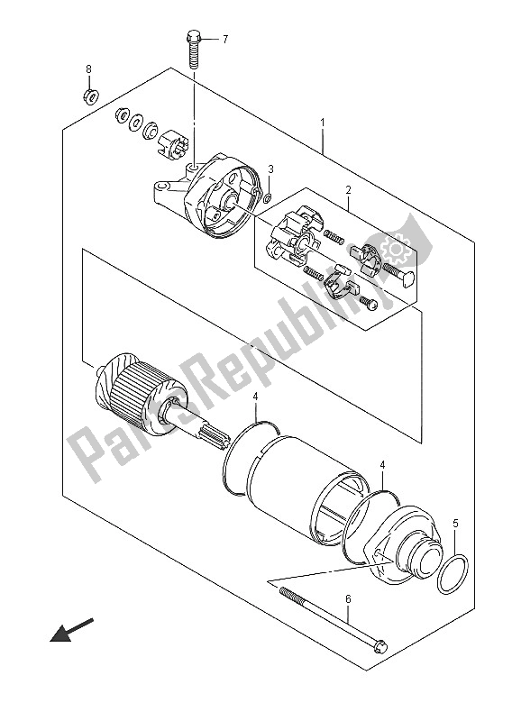 All parts for the Starting Motor of the Suzuki GSX R 600 2016