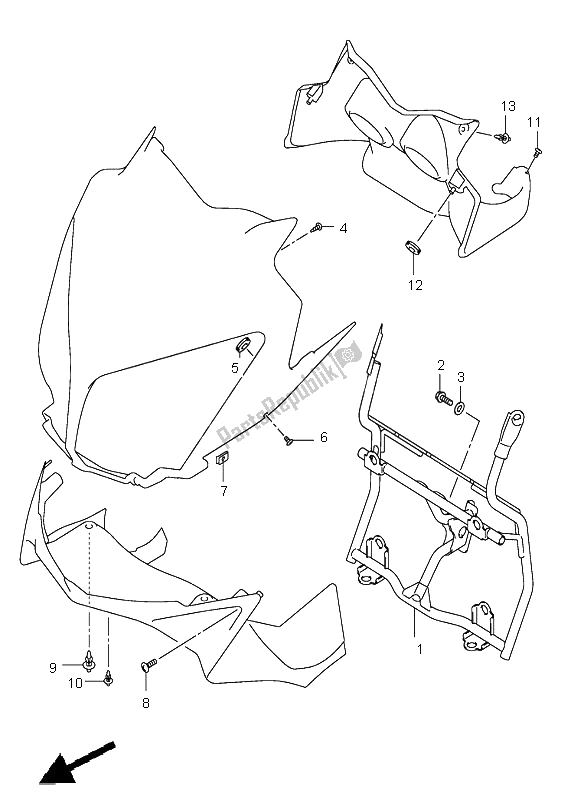 Tutte le parti per il Parti Di Installazione Del Corpo Del Cofano del Suzuki DL 1000 V Strom 2003