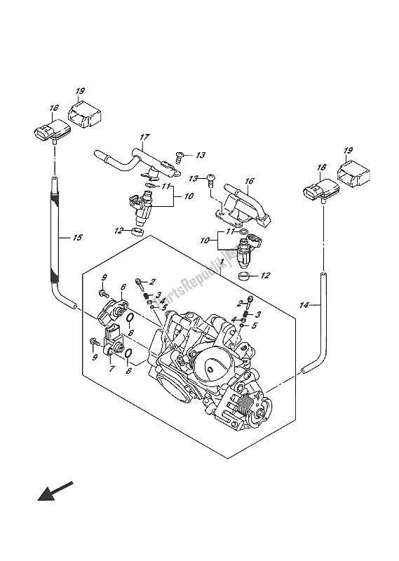 All parts for the Throttle Body of the Suzuki VL 1500T Intruder 2016