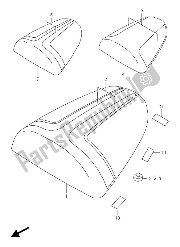 All parts for the Seat Tail Box of the Suzuki GSX R 750 1996