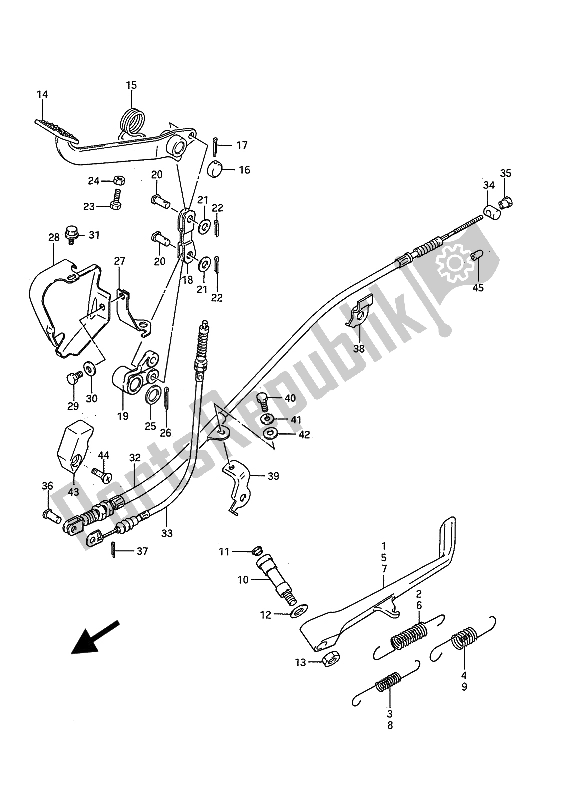 Toutes les pièces pour le Béquille Et Frein Arrière du Suzuki VS 750 Glfp Intruder 1986