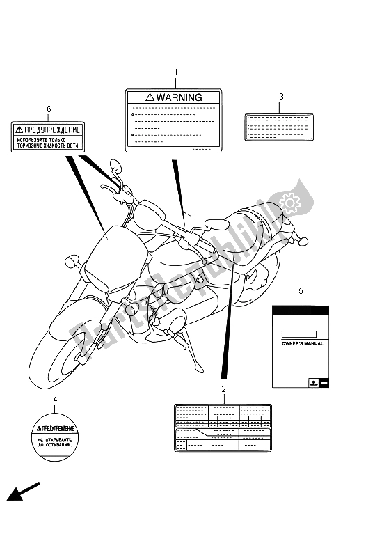 Todas las partes para Etiqueta (vzr1800bzuf E19) de Suzuki VZR 1800 BZ M Intruder 2015