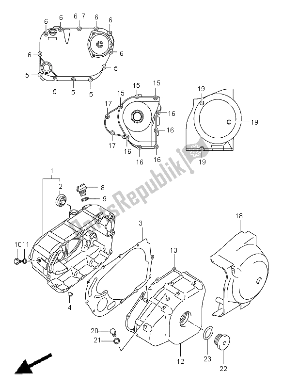 Toutes les pièces pour le Couvercle De Carter du Suzuki VL 125 Intruder 2006