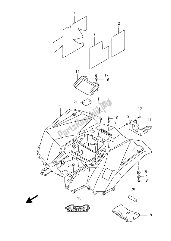 All parts for the Rear Fender (lt-a400f) of the Suzuki LT A 400 FZ Kingquad ASI 4X4 2015