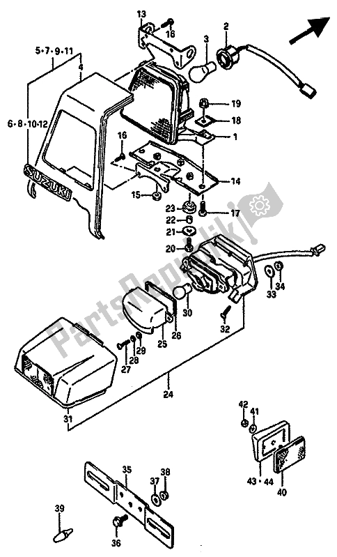 Toutes les pièces pour le Feu Arrière Et Lampe De Licence du Suzuki GSX R 750X 1987