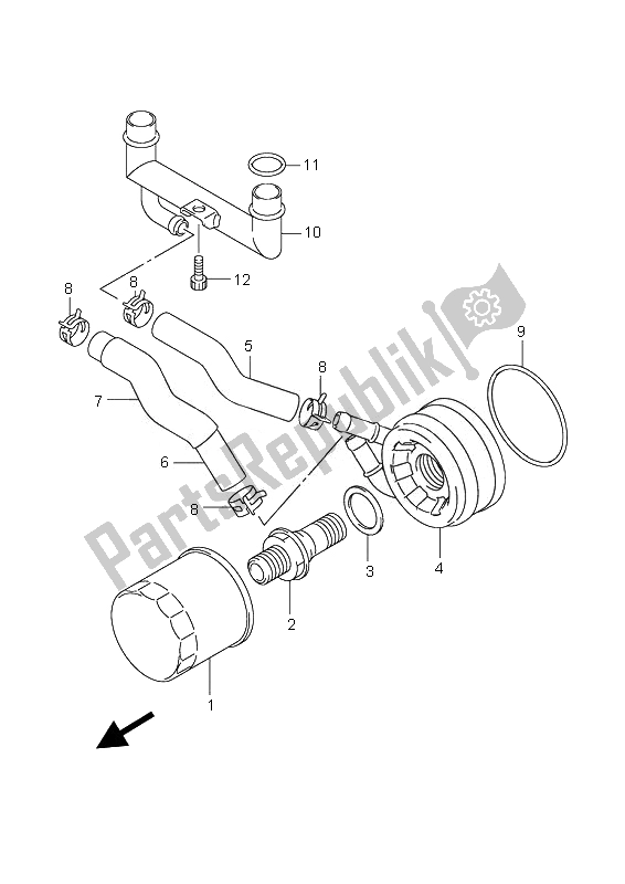 All parts for the Oil Cooler of the Suzuki AN 650A Burgman Executive 2010