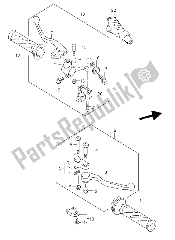 All parts for the Handle Lever of the Suzuki VL 250 Intruder 2006