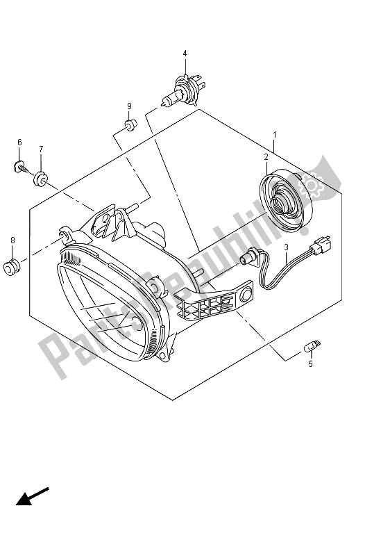 Todas as partes de Farol (vzr1800 E19) do Suzuki VZR 1800 BZ M Intruder 2015