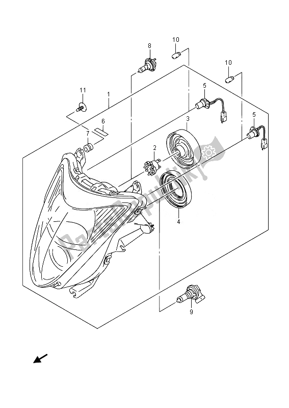 All parts for the Headlamp (gsx1300ra E02) of the Suzuki GSX 1300 RA Hayabusa 2014