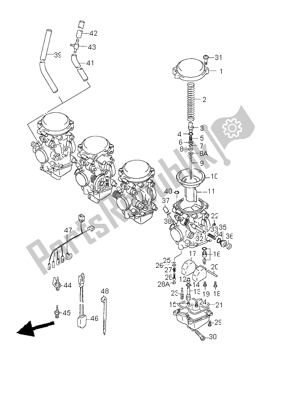 Todas as partes de Carburador do Suzuki GSX 750F 2001