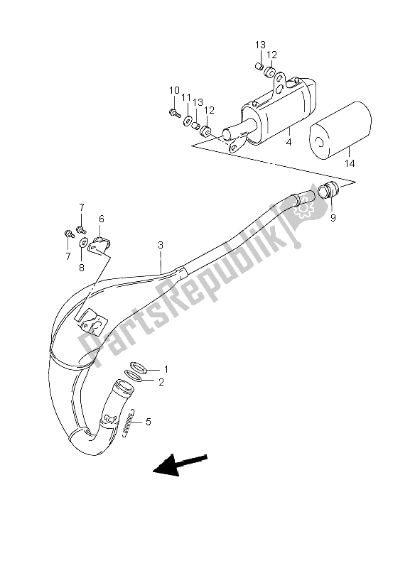 Todas las partes para Silenciador de Suzuki RM 85 SW LW 2008