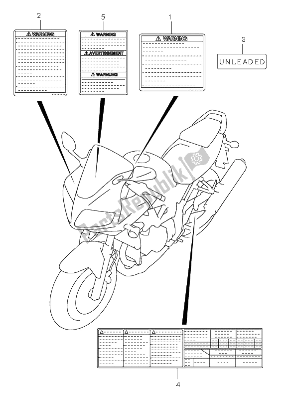 Todas las partes para Etiqueta (sv1000s-s1-s2) de Suzuki SV 1000 NS 2003