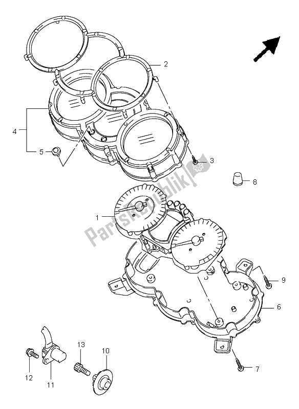 All parts for the Speedometer of the Suzuki DL 1000 V Strom 2006