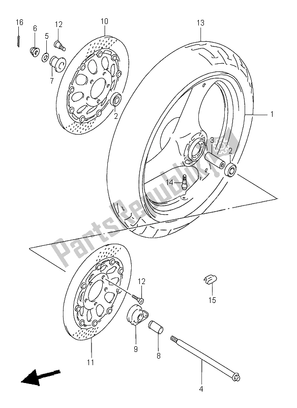 Tutte le parti per il Ruota Anteriore del Suzuki GSX 750F 1995