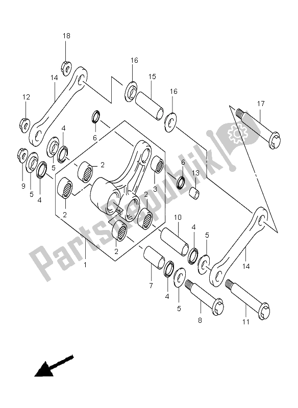 All parts for the Rear Cushion Lever of the Suzuki RM 250 2002