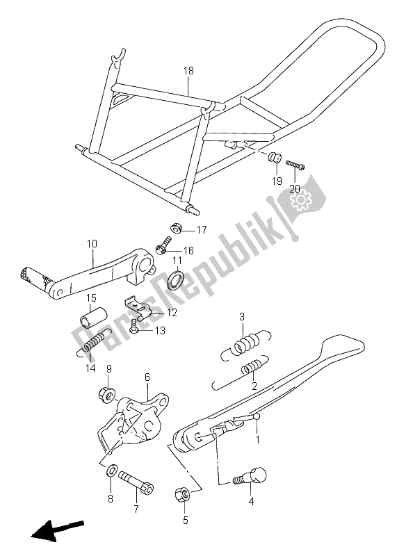 All parts for the Stand of the Suzuki GSX R 1100W 1998