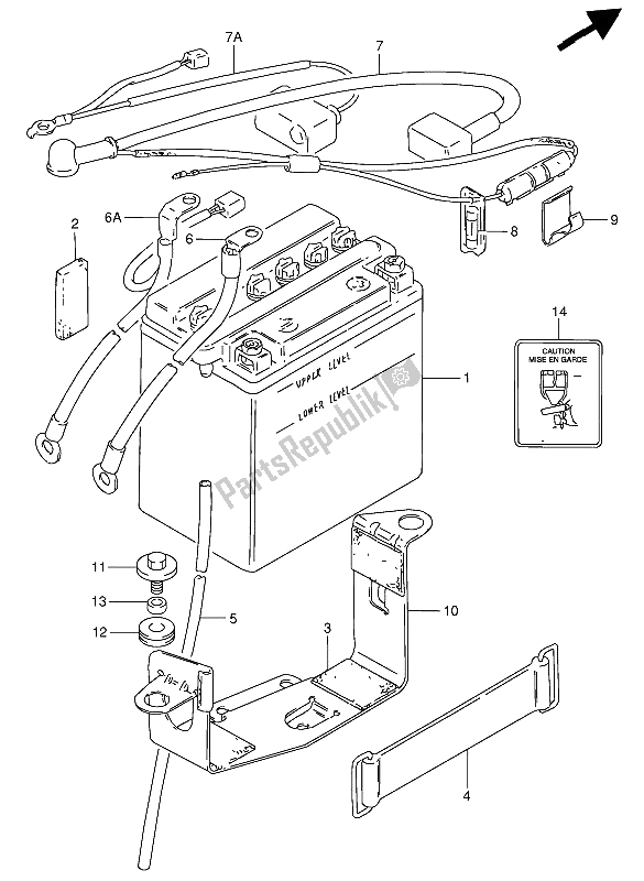 All parts for the Battery of the Suzuki GN 250 1988