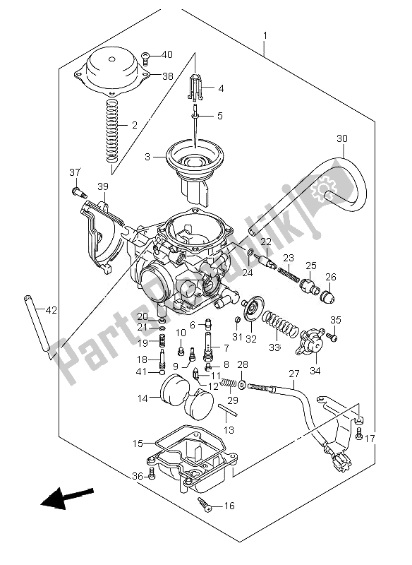 All parts for the Carburetor of the Suzuki LT A 500F Vinson 4X4 2007
