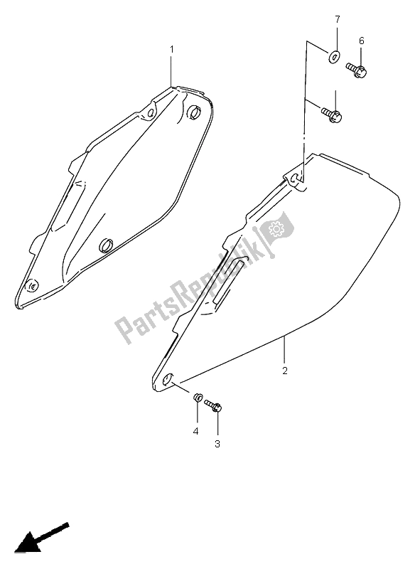 All parts for the Frame Cover of the Suzuki RM 125 2000