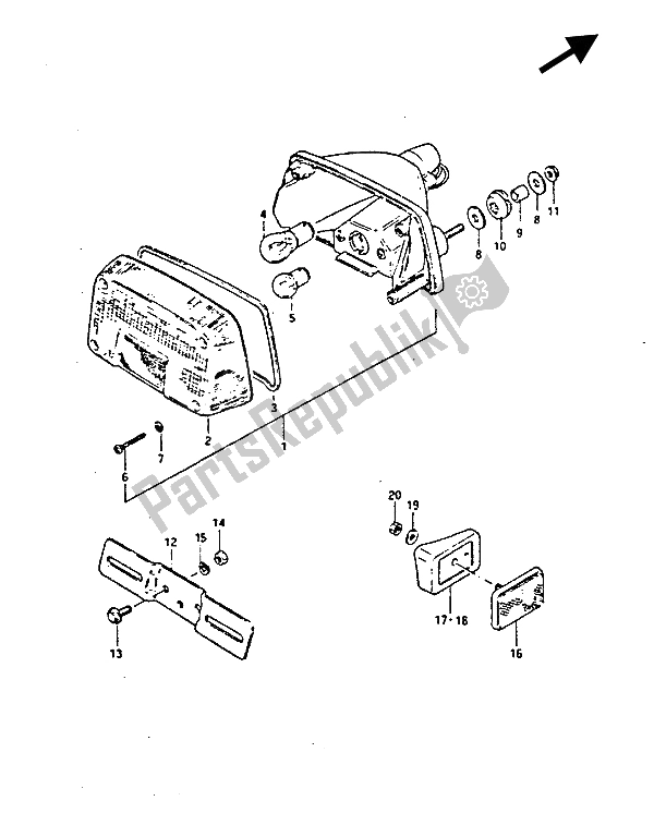 Todas las partes para Luz De Combinación Trasera de Suzuki GS 450 Eseusu 1988