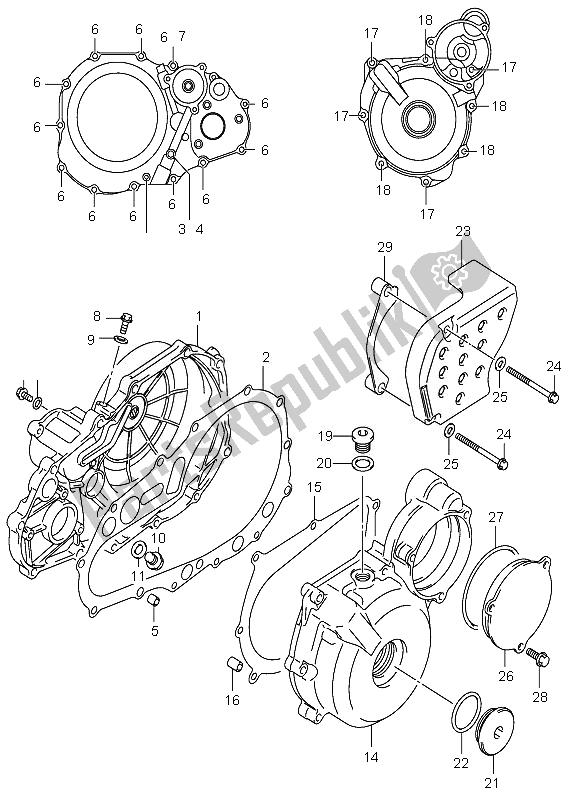 All parts for the Crankcase Cover of the Suzuki LT Z 400 Quadsport 2007