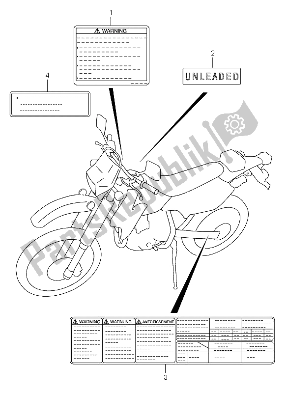 All parts for the Label of the Suzuki DR Z 400E 2000