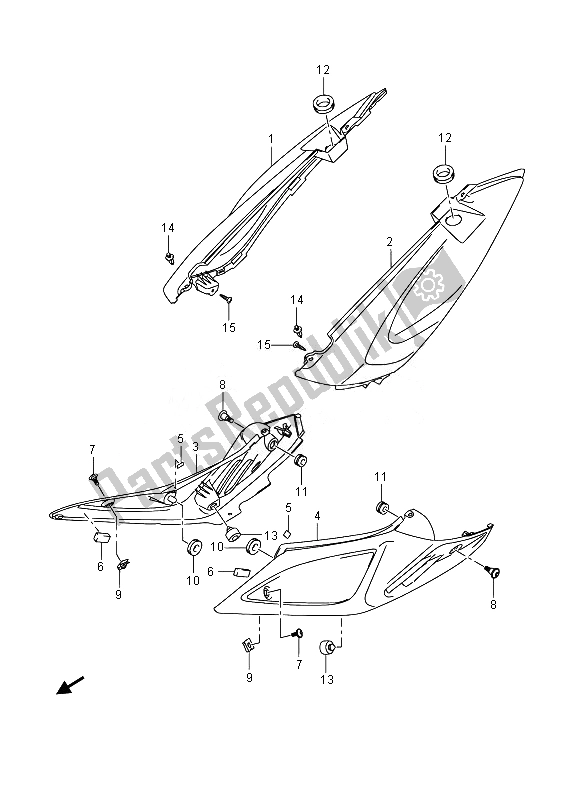 All parts for the Frame Cover of the Suzuki DL 650A V Strom 2014