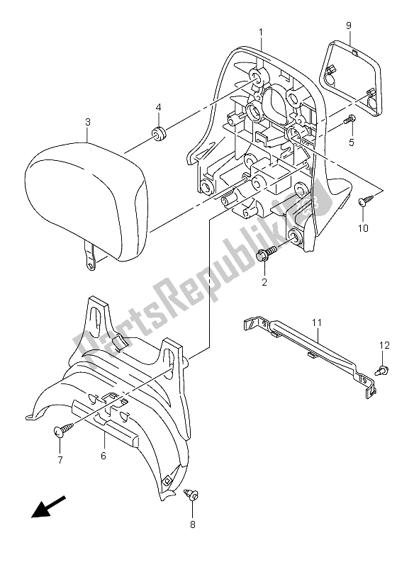 All parts for the Pillion Rider Handle (center) of the Suzuki Burgman AN 400S 2006