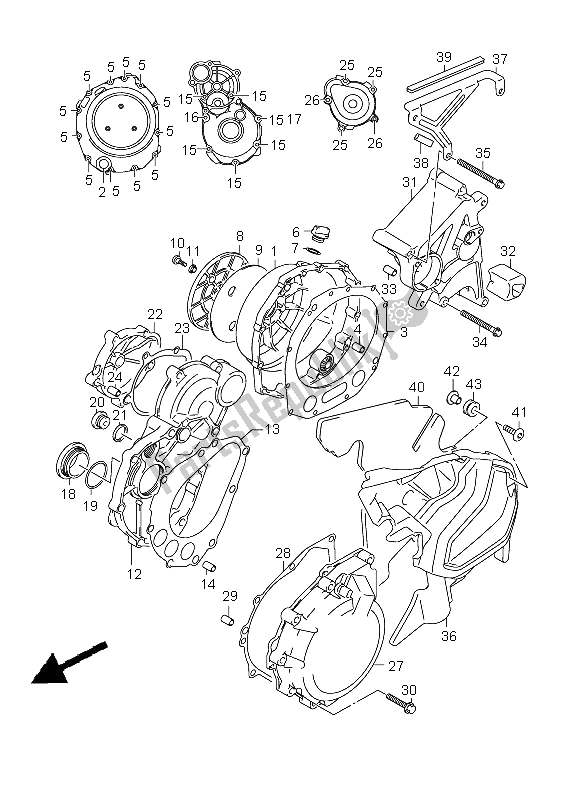 All parts for the Crankcase Cover of the Suzuki GSX 1300 BKA B King 2009