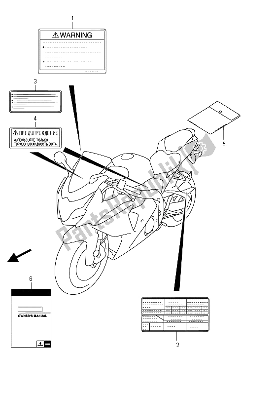 Alle onderdelen voor de Label (gsx-r1000uf) van de Suzuki GSX R 1000 2015