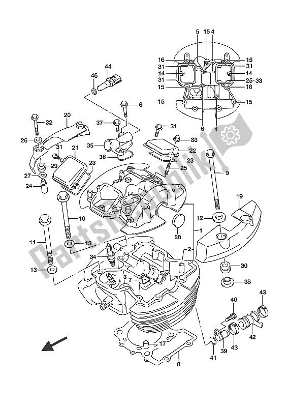 All parts for the Cylinder Head (front)(vl800 E02) of the Suzuki VL 800 Intruder 2016