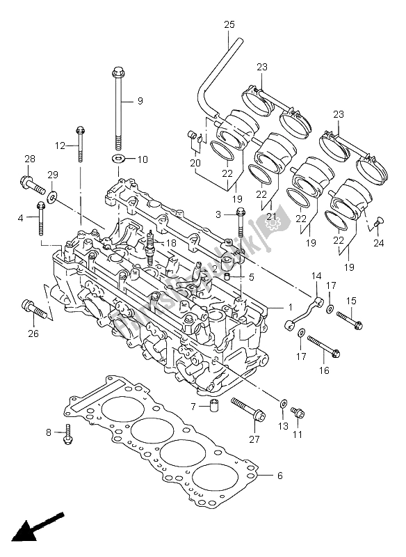 Todas as partes de Cabeça De Cilindro do Suzuki GSX R 750 1997