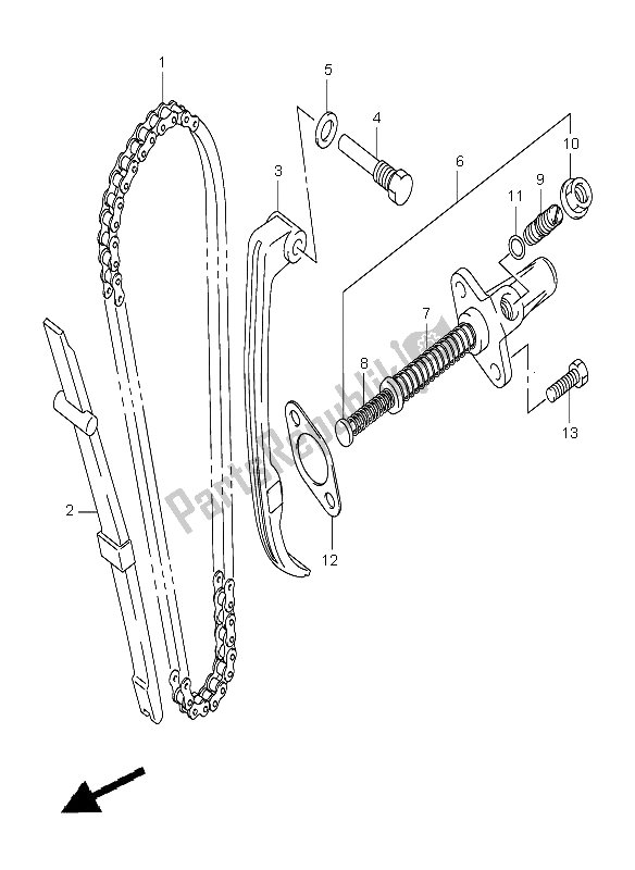 All parts for the Cam Chain of the Suzuki DR Z 125 SW LW 2006