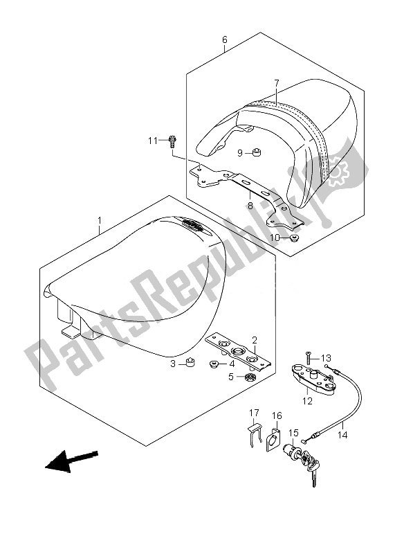 All parts for the Seat (vzr1800z-zu) of the Suzuki VZR 1800 Rnzr M Intruder 2010