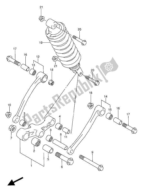 Tutte le parti per il Leva Del Cuscino Posteriore del Suzuki GSX 600 FUU2 1992