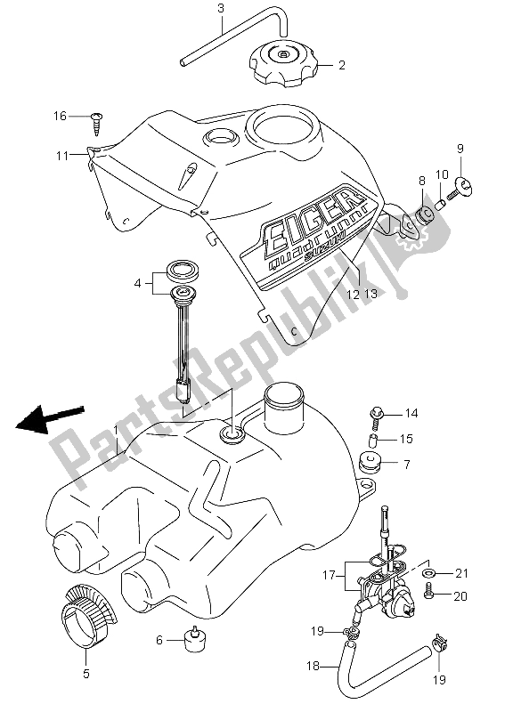 Tutte le parti per il Serbatoio Di Carburante del Suzuki LT A 400 Eiger 4X2 2002